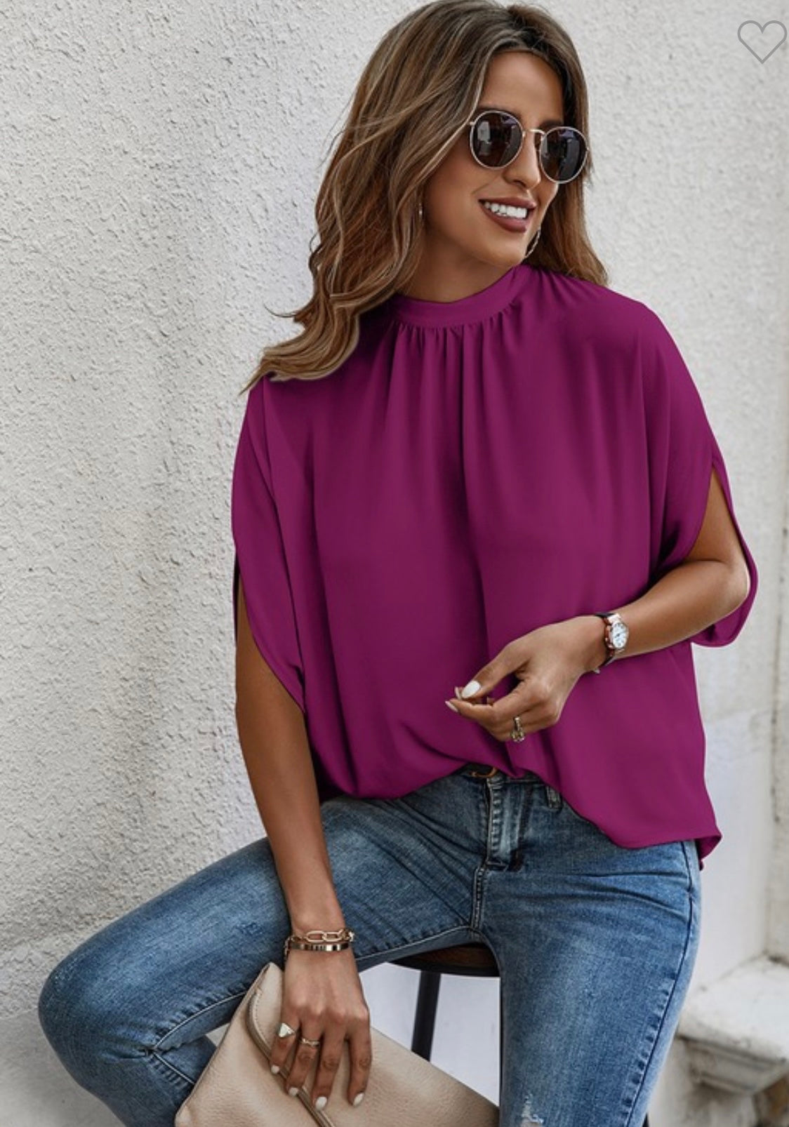 The Mia Solid Cape Short Sleeve Top