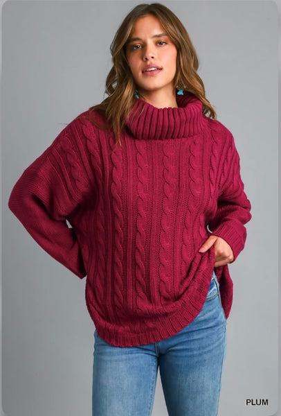The Alice Cable Knit Cowl Neck Sweater