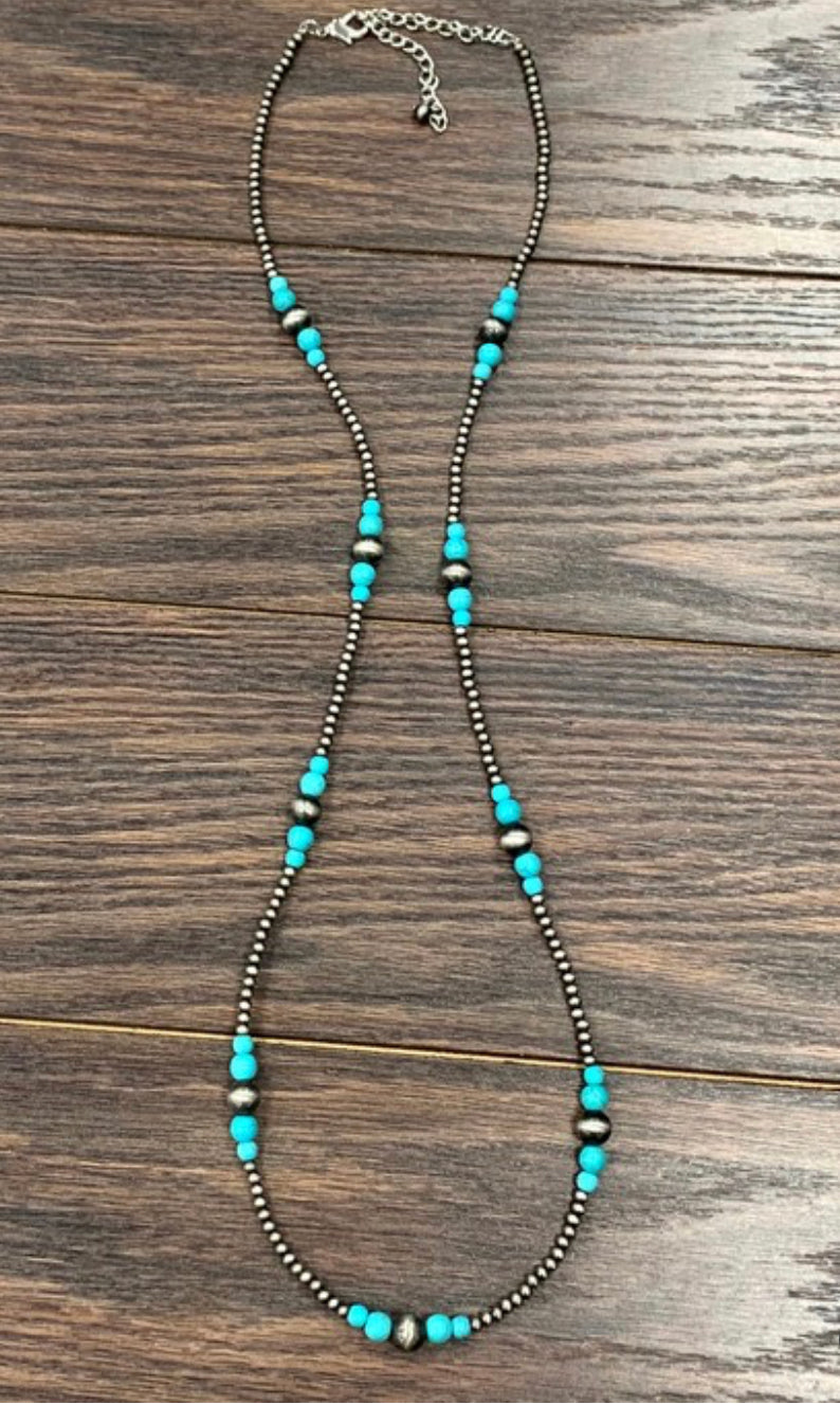 Navajo Pearl Turquoise Necklace- 36in long
